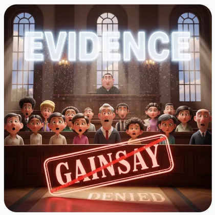 Illustration for the word gainsay